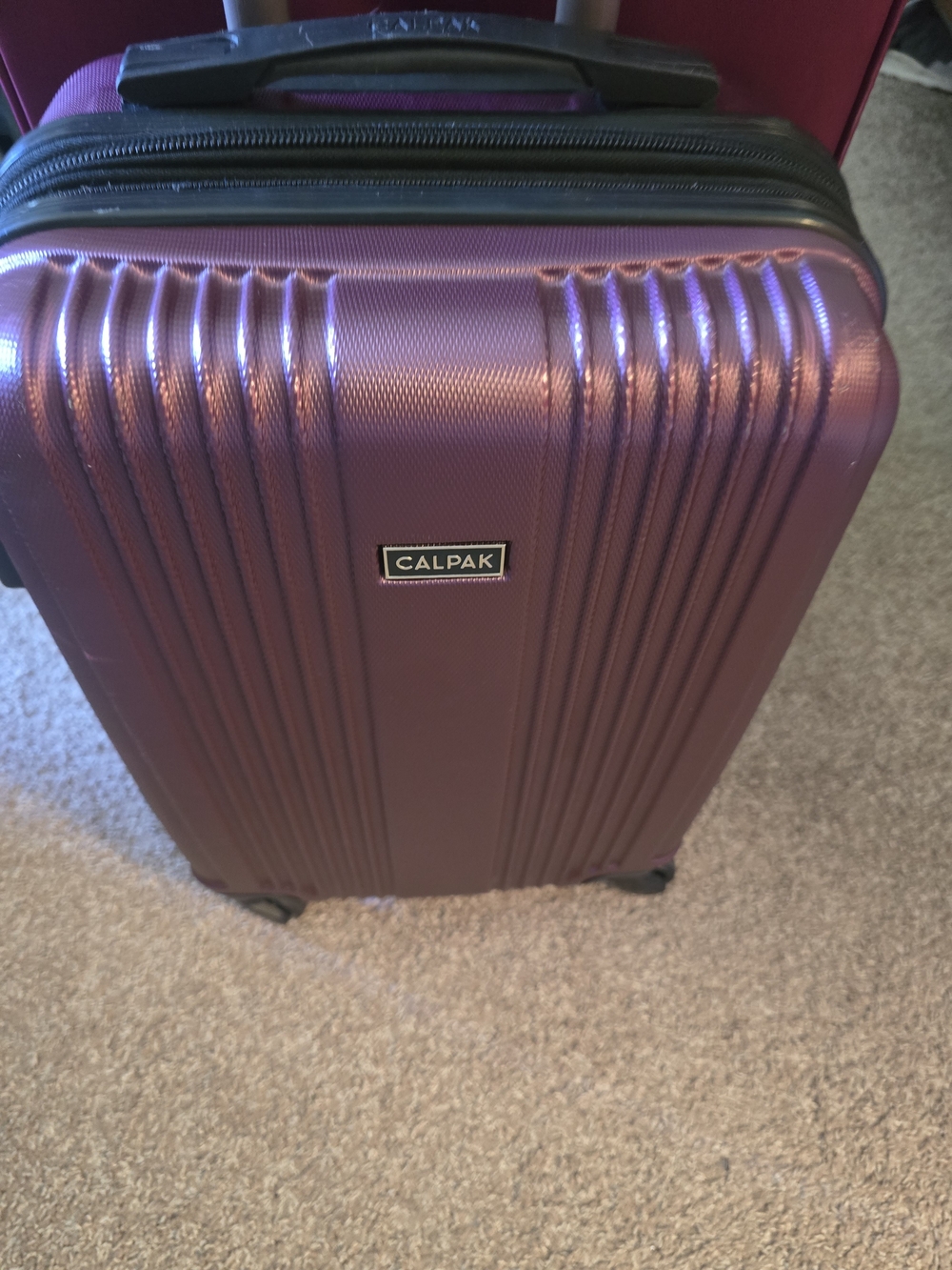 Calpak Metallic Plum Hardside Carry-On Roller Luggage (20" X 14")